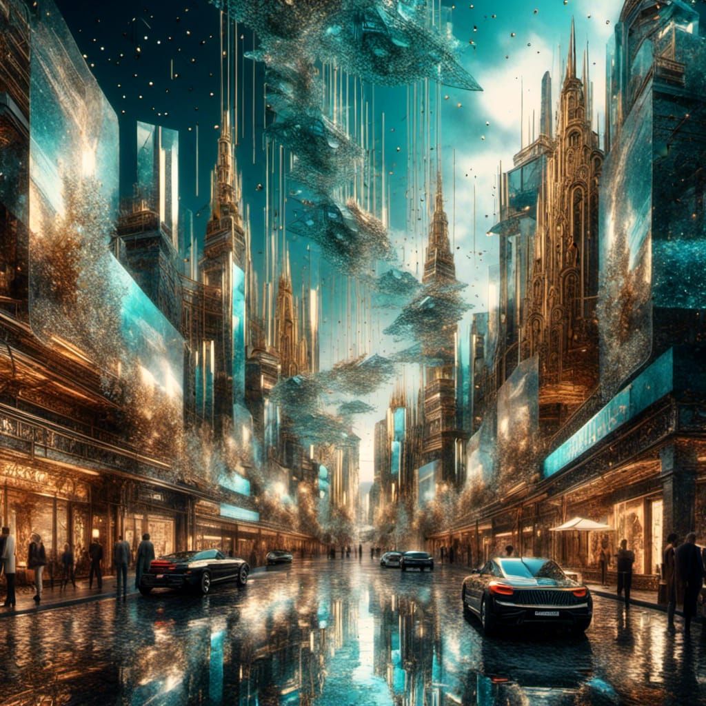 Modern Chic Streetscape with Sparkling Water Feature