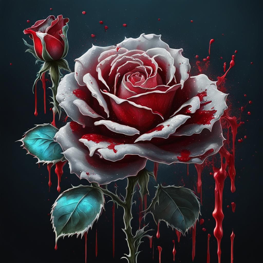 Bleeding Rose Stencil in Detailed Matte Painting