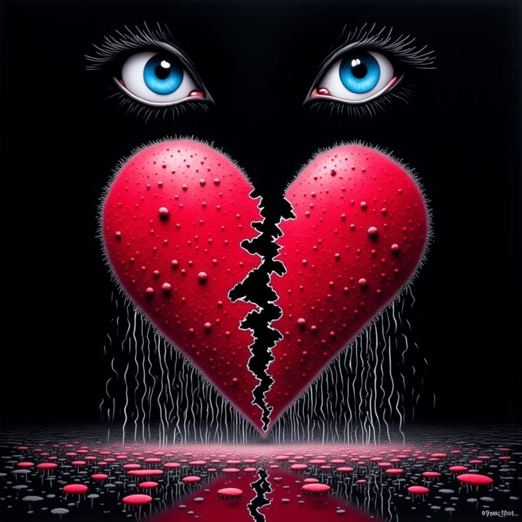 Graffiti Art: Broken Heart with Blue Eyes