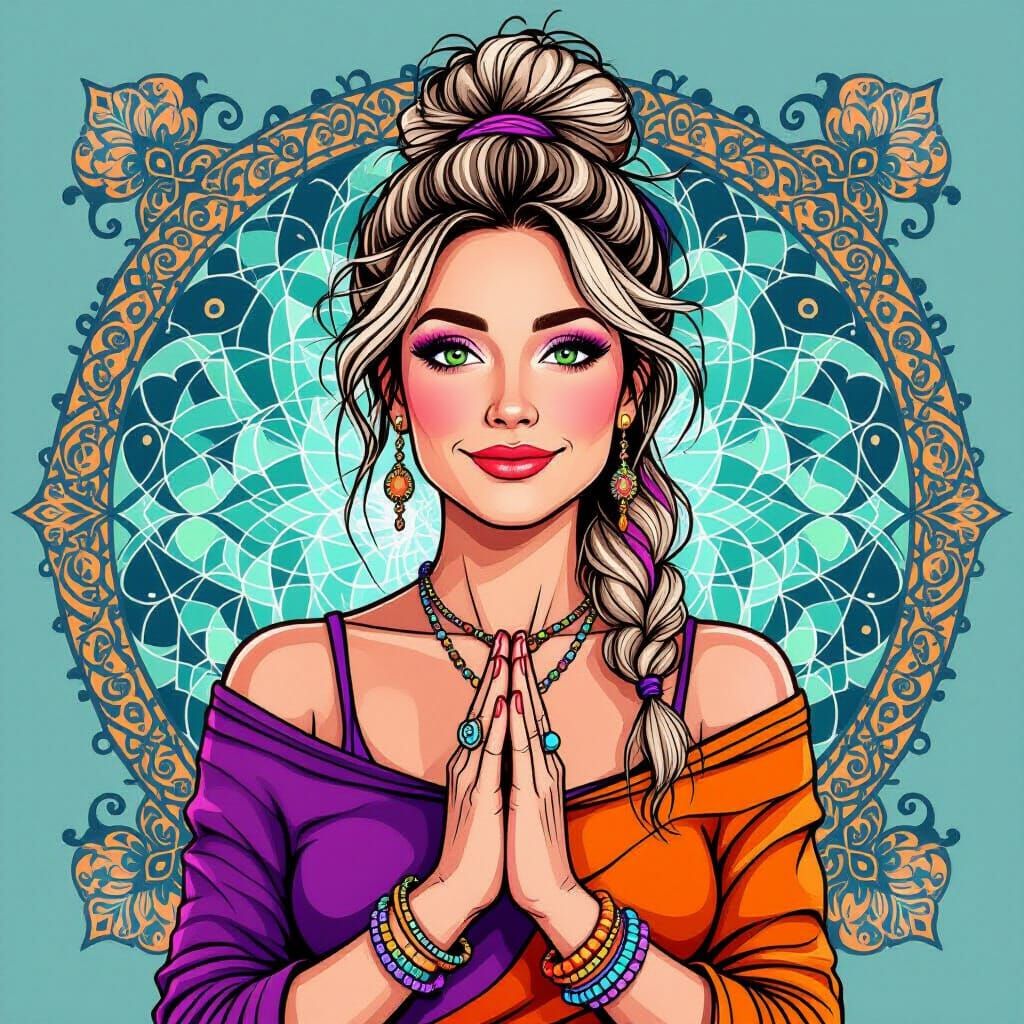 Esoteric Yoga Teacher with Cosmic Style Illustration