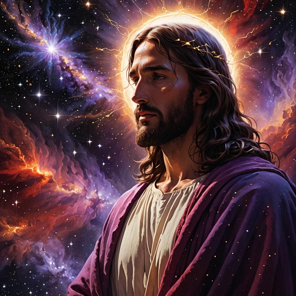 Jesus Christ Merges with Cosmos in Digital Art