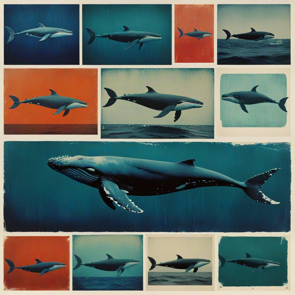 Whale Autochrome Monoprint Mood Board