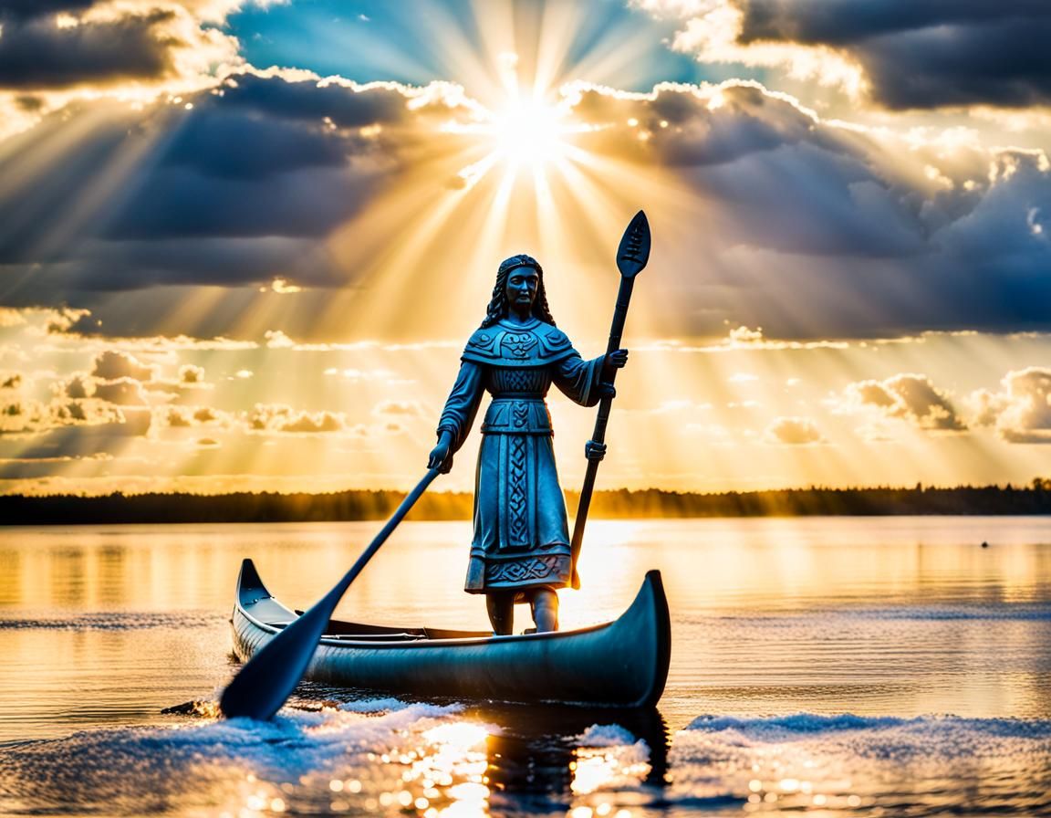 St Kateri Tekakwitha as Viking Idol in Canoe