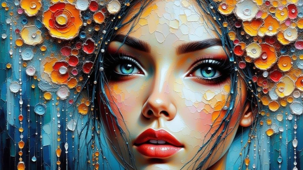 Abstract Iridescent Beadwork with Heavenly Gestalt