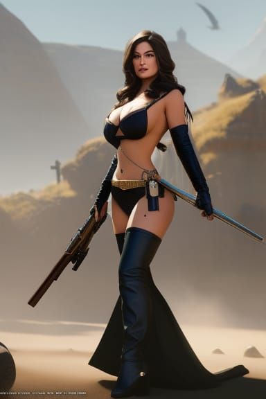 Brunette Sheriff Portrait in Detailed Digital Art Style