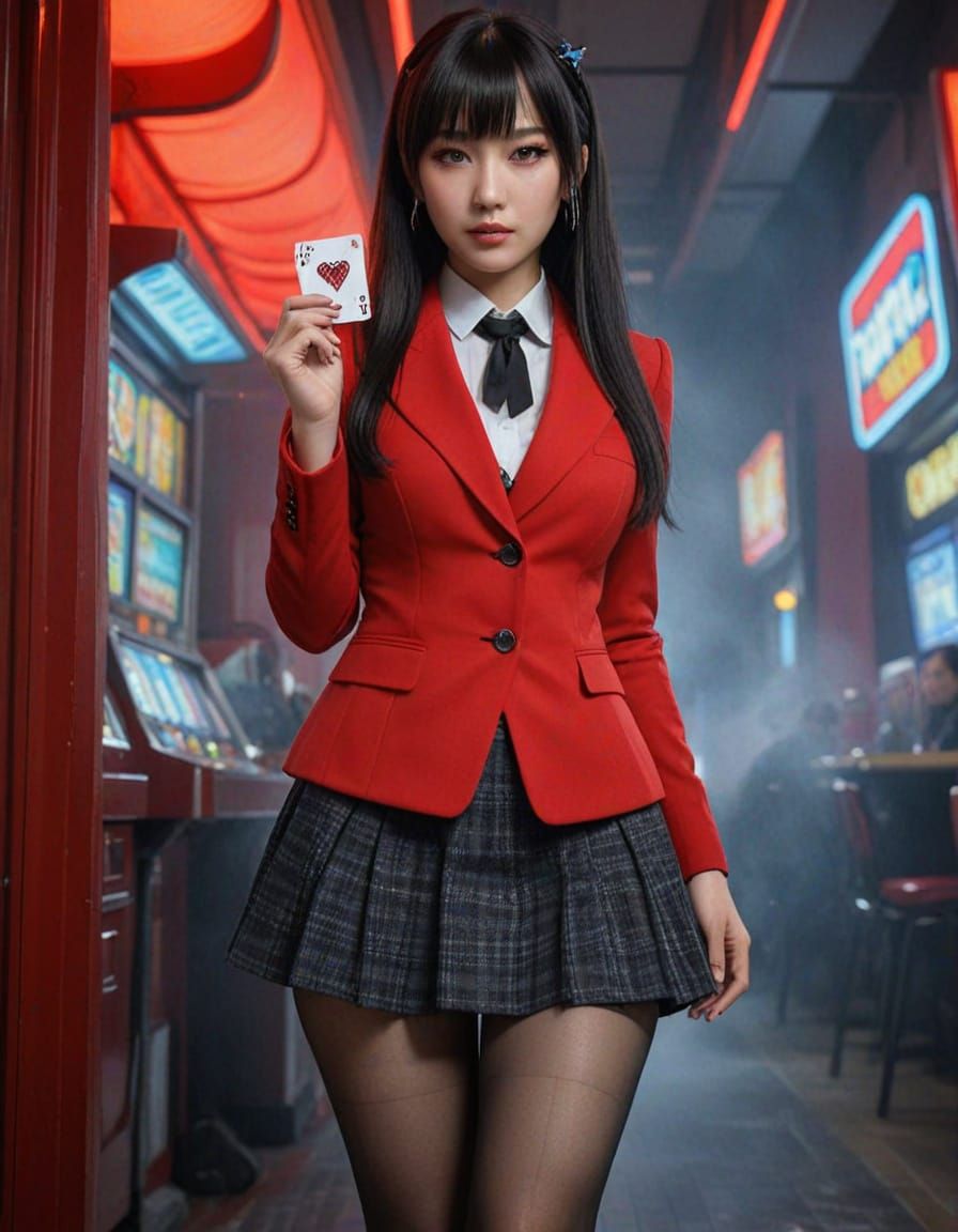 Yumeko Cosplay in Cyberpunk Casino: Photorealistic Pixar Sty...