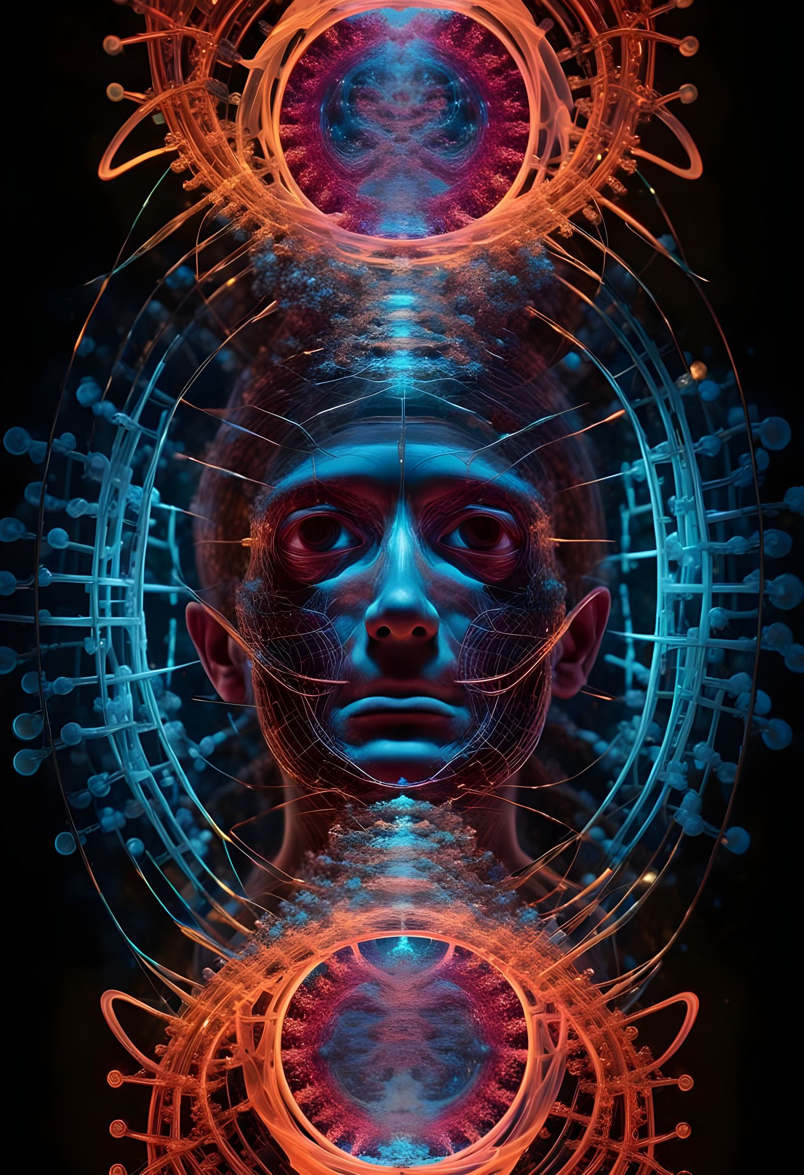 Surreal Molecular Art with Iridescent Neon Lights