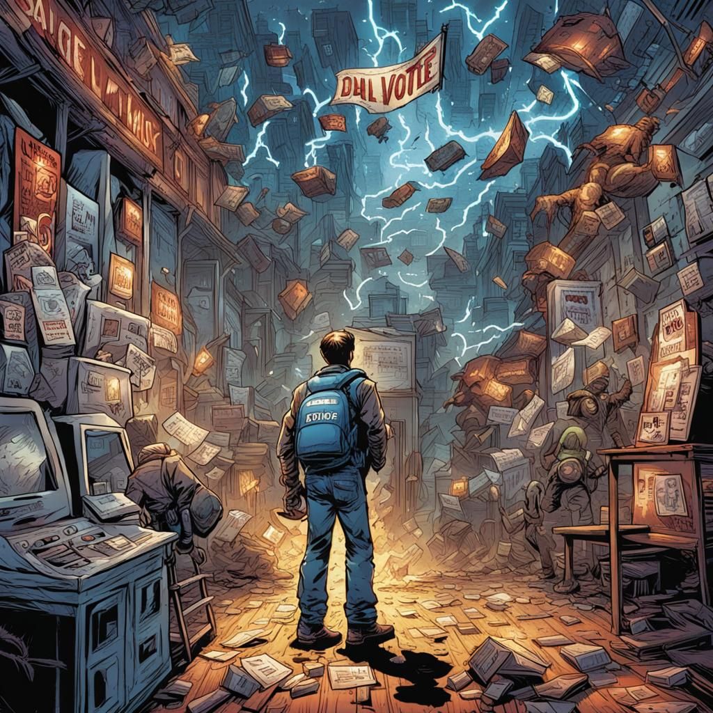 American Vote in Comic Book Art Style