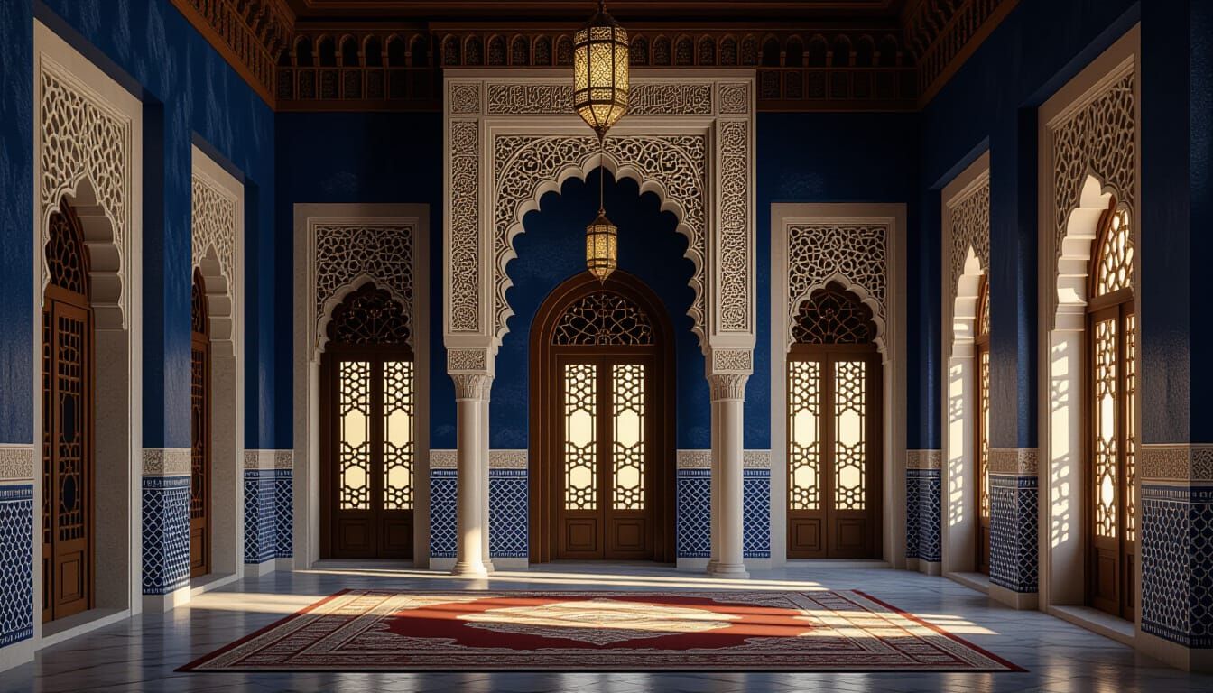 Yemeni Diwan Room with Gypsum Carvings in 3D