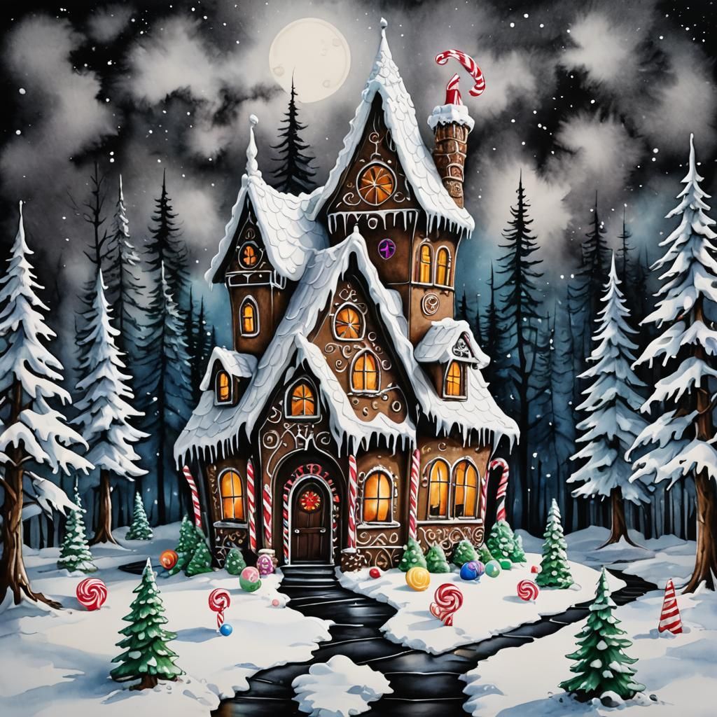 Gothic Gingerbread House in Winter Wonderland