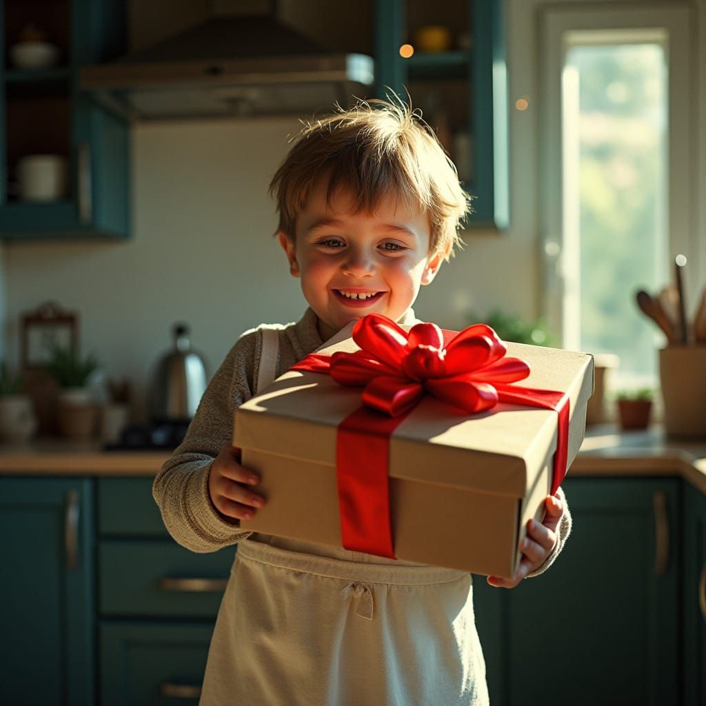 Joyful Young Chef in Sunlit Kitchen