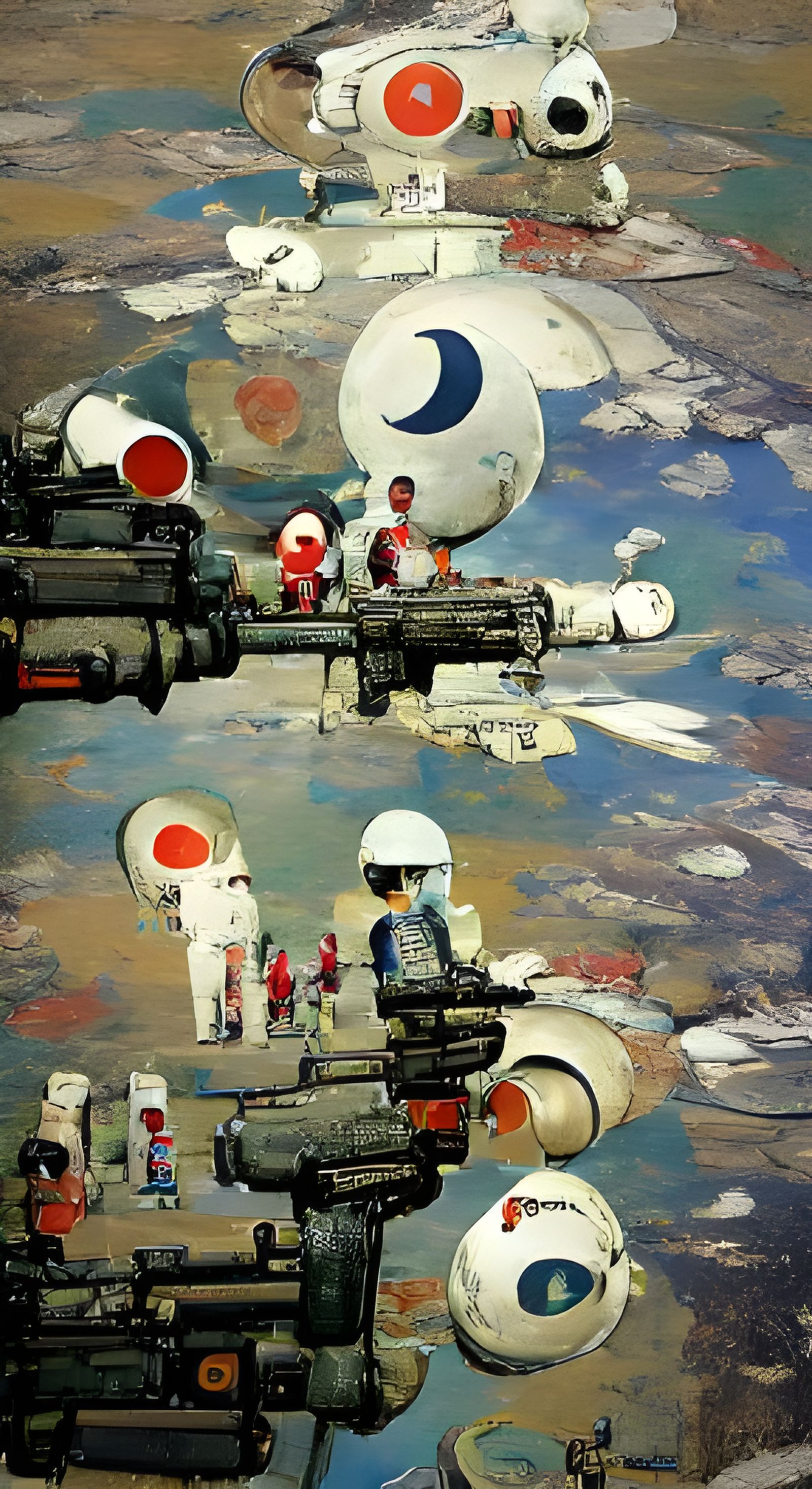 Retro Sci-Fi Lunar Landscape with Brutalist Architecture