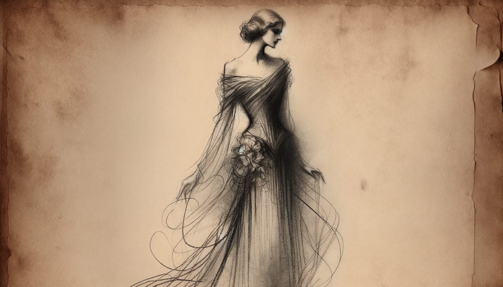 Ethereal Charcoal Portrait of a Mysterious Woman