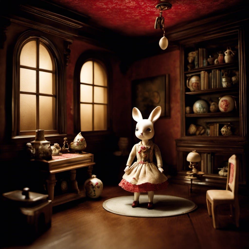 Doll Inside Dollhouse in Dark Fantasy Style