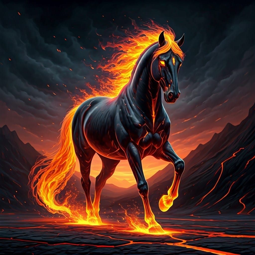 Fiery Lightning Horse in Hyper-Realistic Digital Art