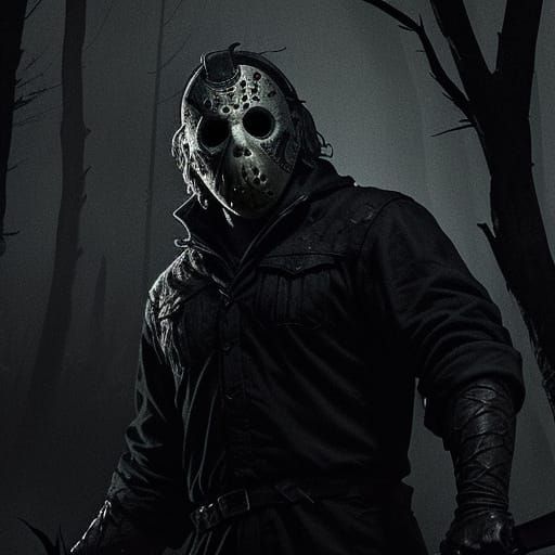 Jason Voorhees Concept Art in Dark Forest