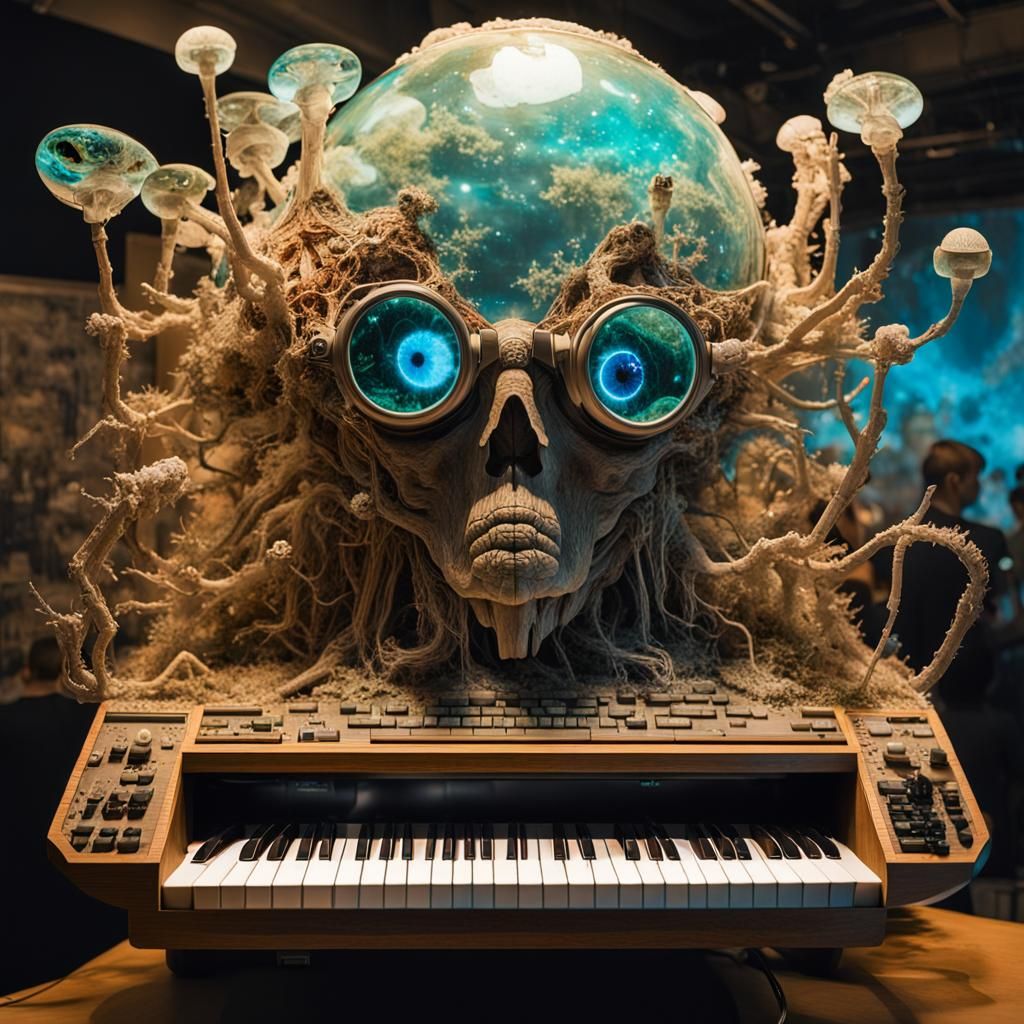 Ethereal Figures in Sunset Galaxy: Surrealist Art