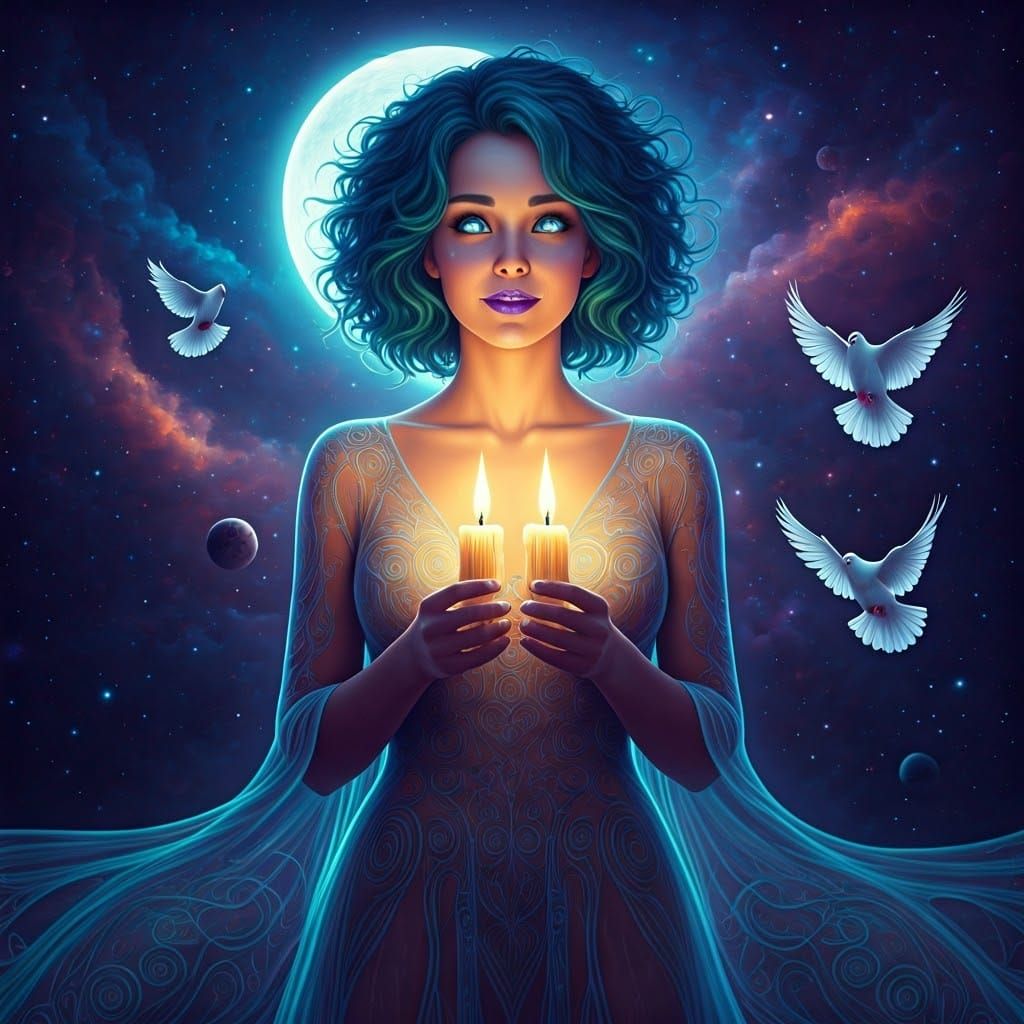 Mystical Goddess in Cosmic Elegance