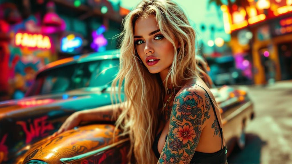 Tattooed Temptress by Low Rider in Neon Style