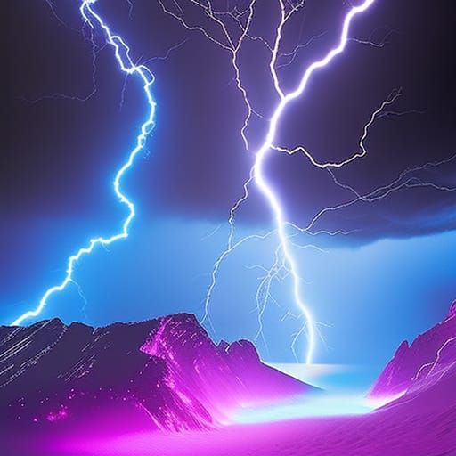 Dramatic Lightning Storm Digital Painting in 8K