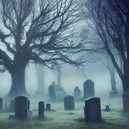 Eerie Graveyard at Night: A Matte Painting