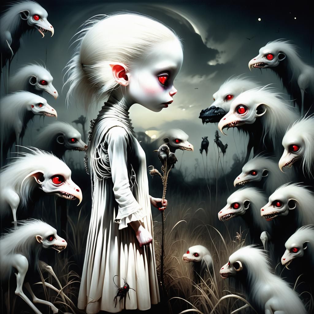 Eerie Moonlight Feast in Giger Style