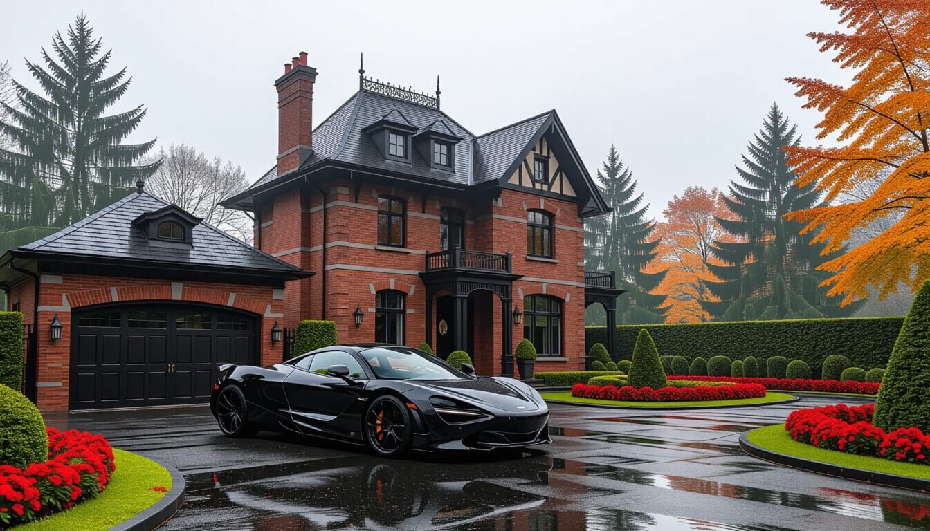 Victorian Chateau with McLaren in Misty Autumn