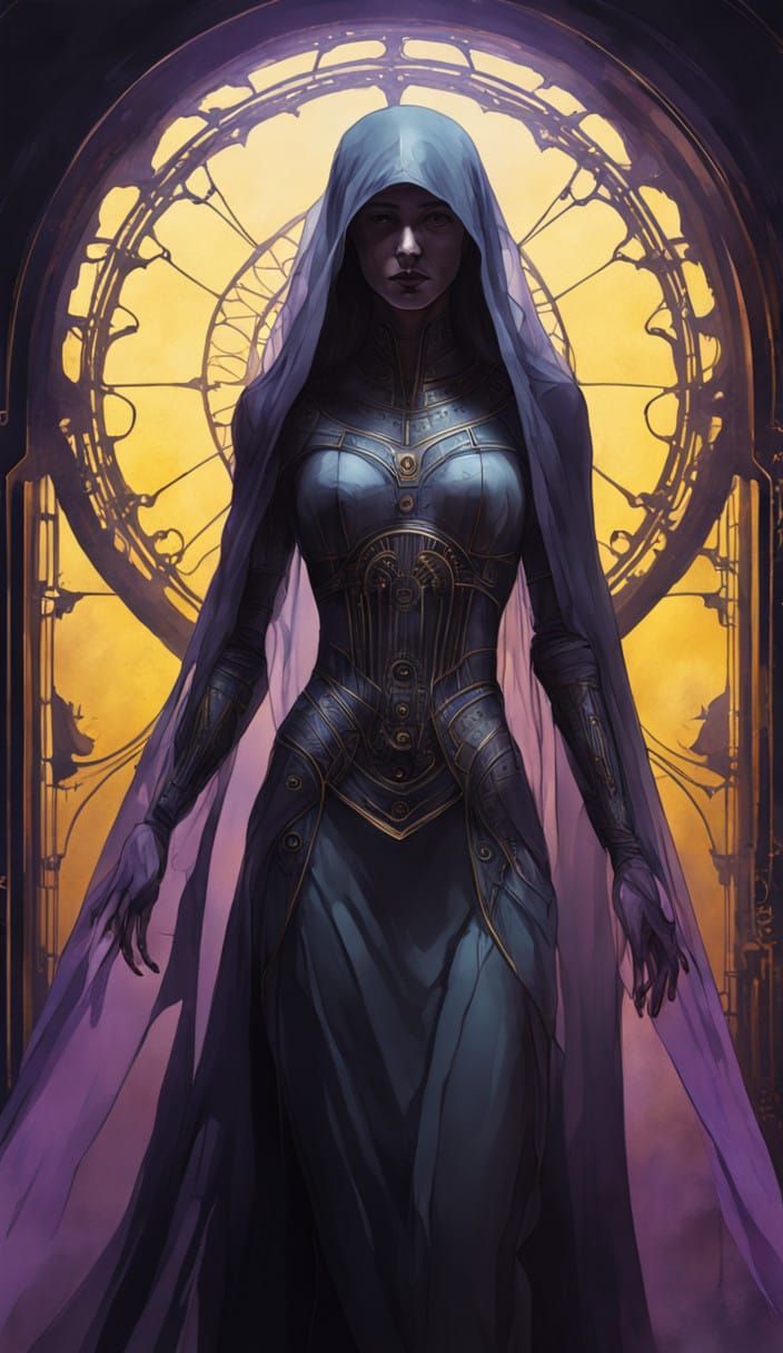 Monochromatic Figure of a Young Woman in Ethereal Veil