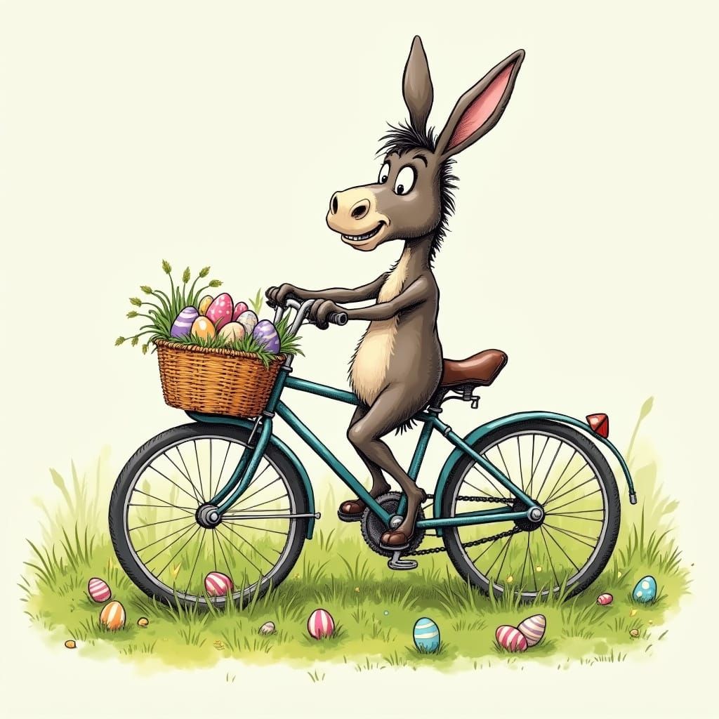 Donkey Delight in a Mad Magazine Cartoon Style