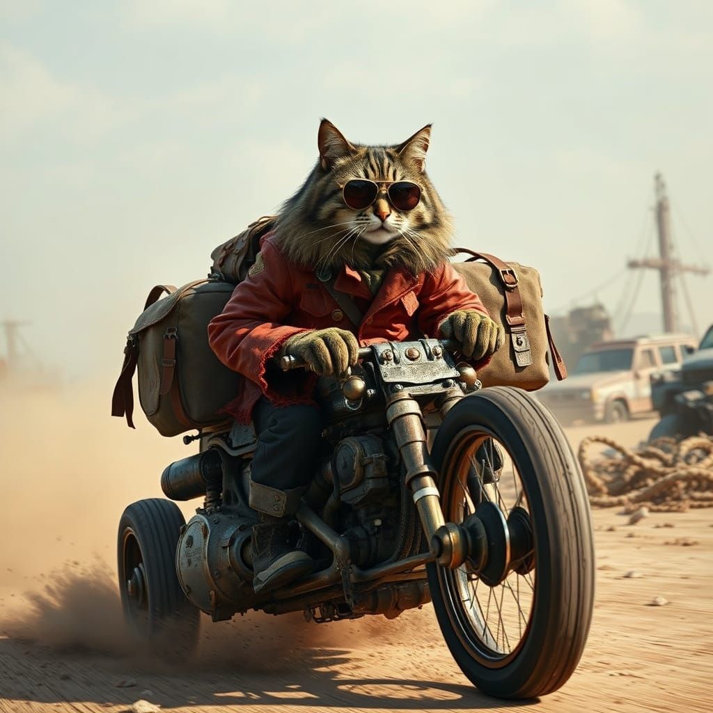 Gritty Cat Adventurer Cruises Post-Apocalyptic Wastes in Ind...