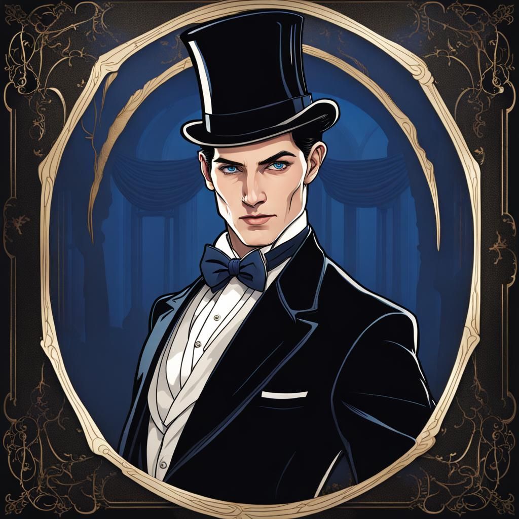 Magician in Tuxedo: Hyperrealistic Dark Fantasy Art