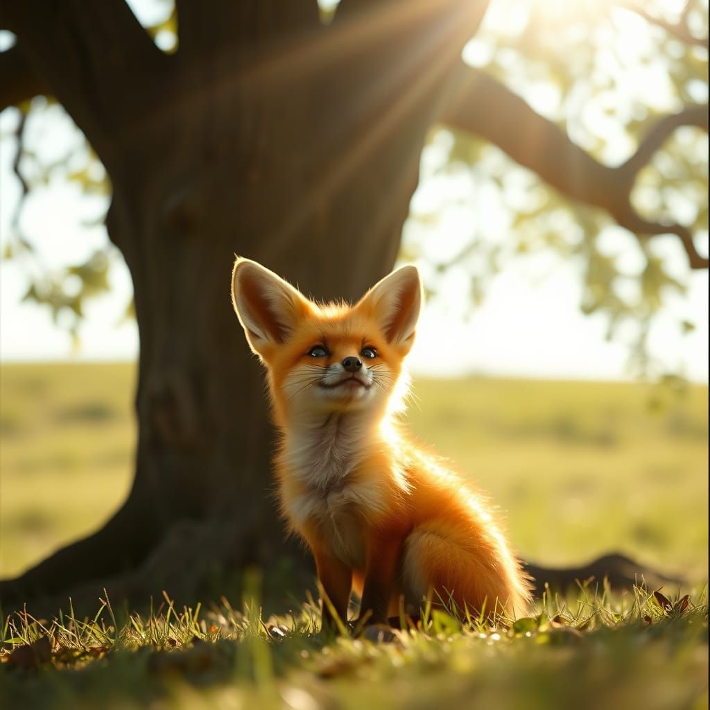 Dreamy Fennec Fox in Sunlight: Cinematic Film Still