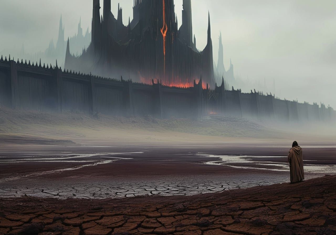 Desolate Wasteland: Mordor Towers in Dark Surrealism