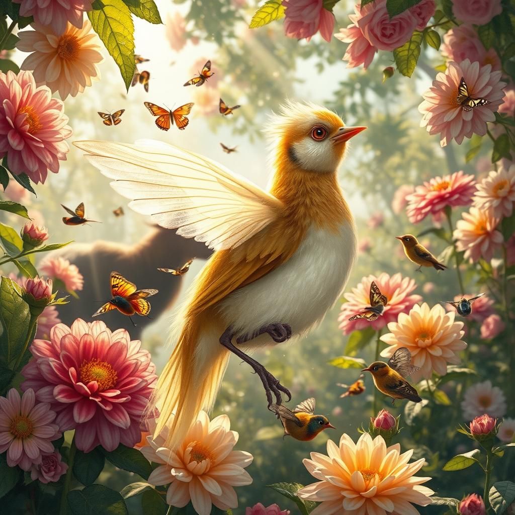 Fairy with Golden Hair in Mystical Forest