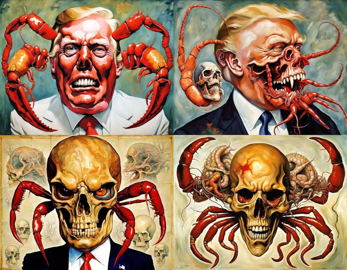 Surreal Anatomical Skull in Style of Dali and Tapies