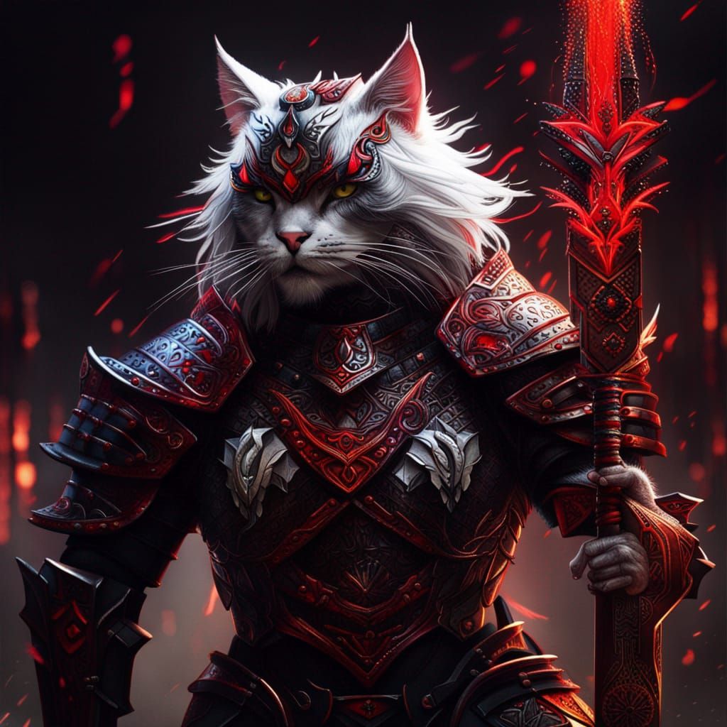 Epic Cat Warrior in Detailed Armor