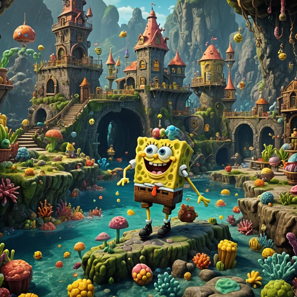 Spongebob Detailed Matte Painting, Unreal Engine 5
