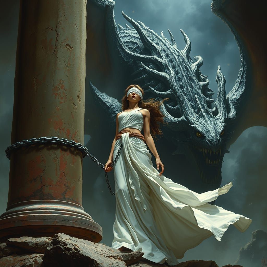 Dragon Emerges in Dark Mystical Realm