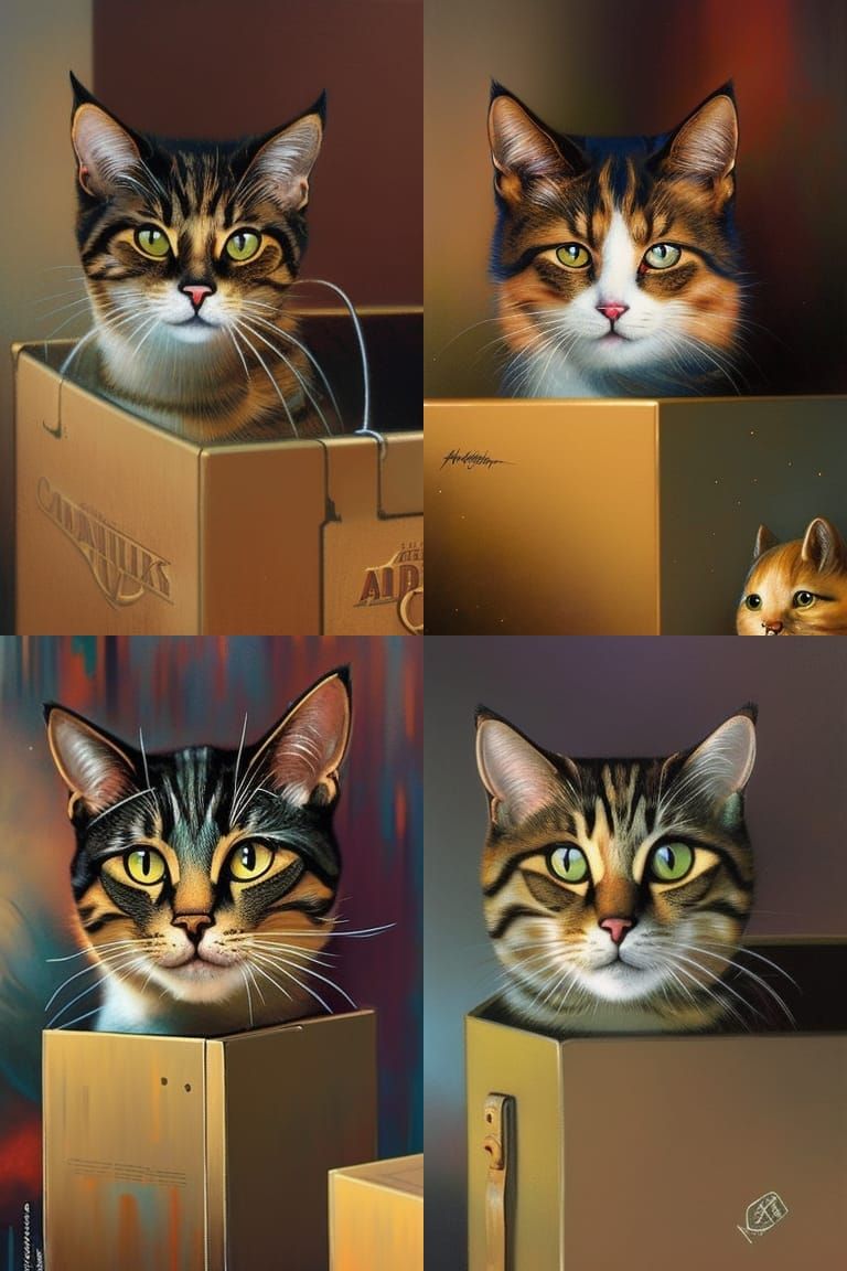 Cats in Boxes: Crayon Caricature Art