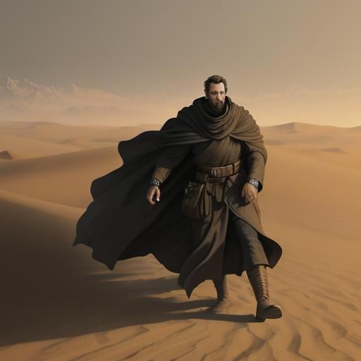 Paul Atreides in Desert, Impressionist Digital Painting