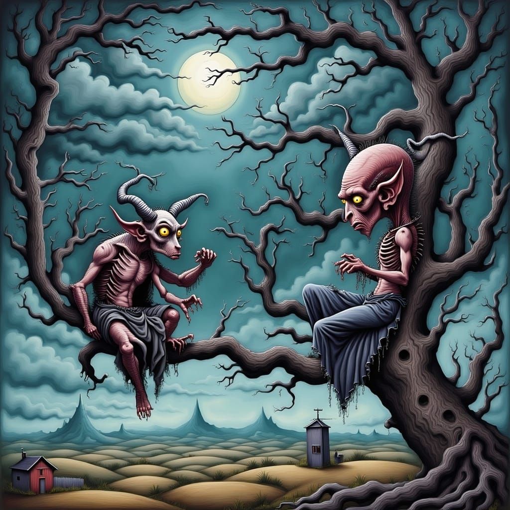 Devils Plotting at Midnight in Dark Fantasy Style