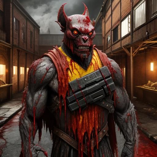 Blood Creature in Dark Sinister Fantasy Style