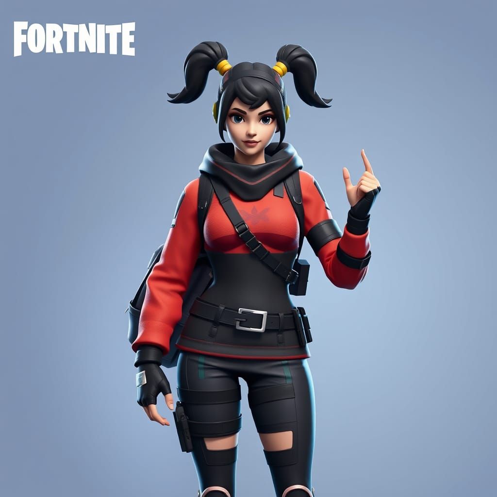 Elegant Fortnite-Inspired Student Girl