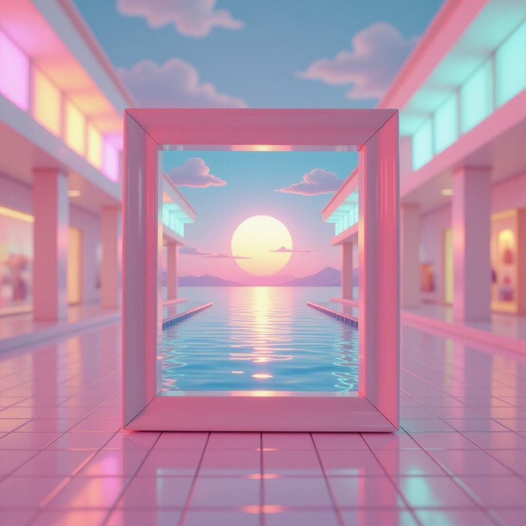 Mystical Vaporwave Photo Frame in 90s Style