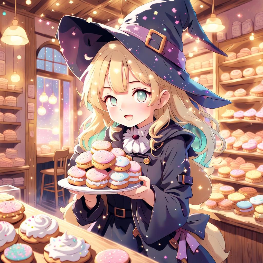 Cozy Bakery Witch in Manga Style