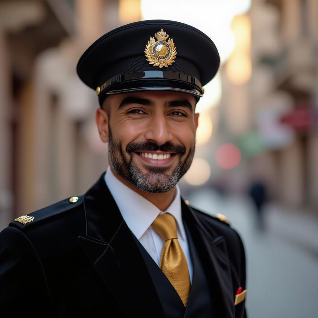 Joyous Policeman Portrait in Impressionist Style