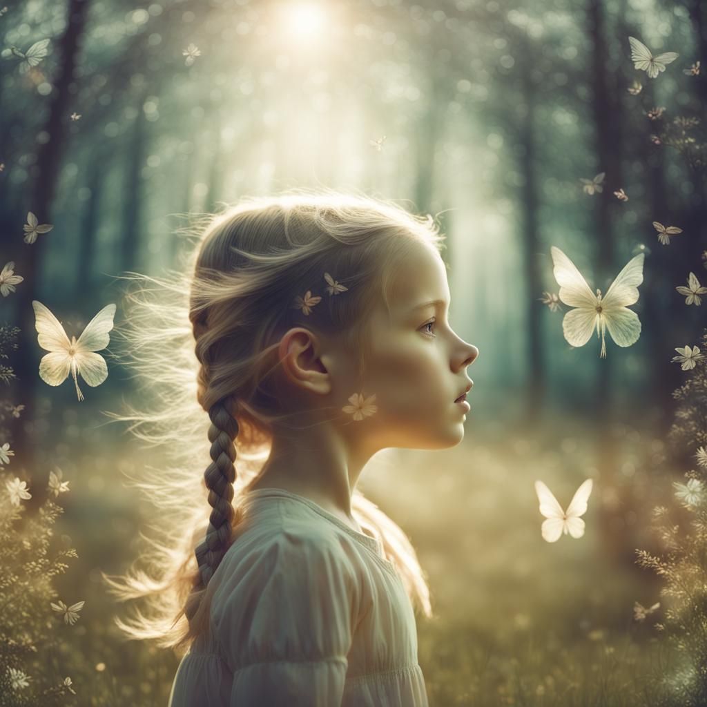 Enchanted Forest Fairies in Girl's Profile