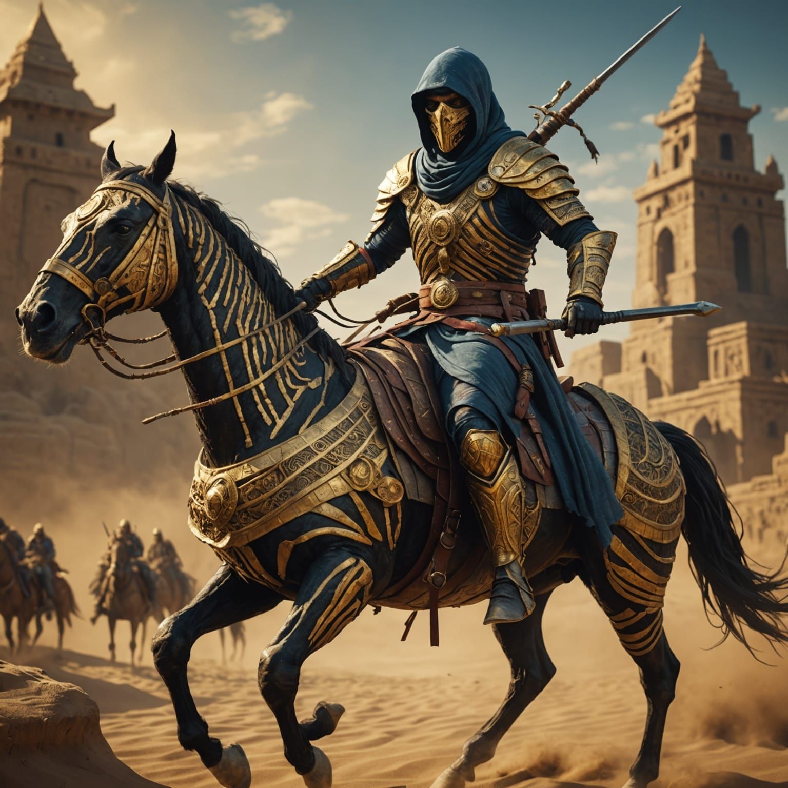Mummy Assassin Riding a Golden Horse