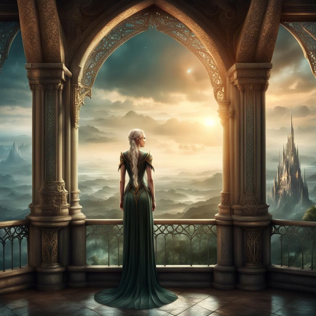 Elven Queen Overlooking Her Realm: Digital Matte Painting