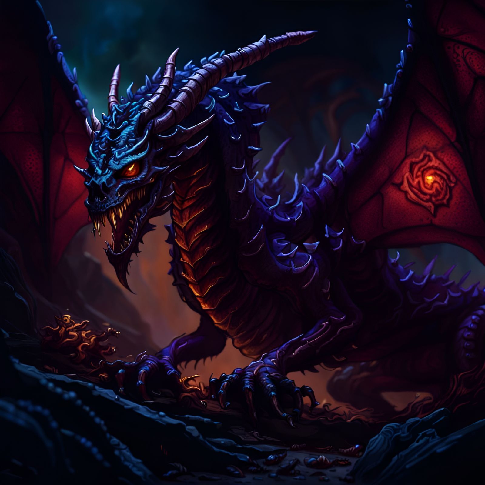 Evil Skeletal Dragon Ambush: Fantasy Concept Art